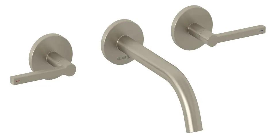 Kludi Nova Fonte Umývadlová batéria pod omietku, 3-otvorová inštalácia, s telesom, kefovaný nikel