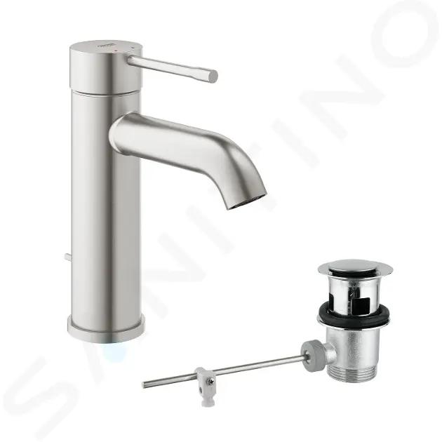 Grohe Essence Páková umývadlová batéria s výpusťou, supersteel