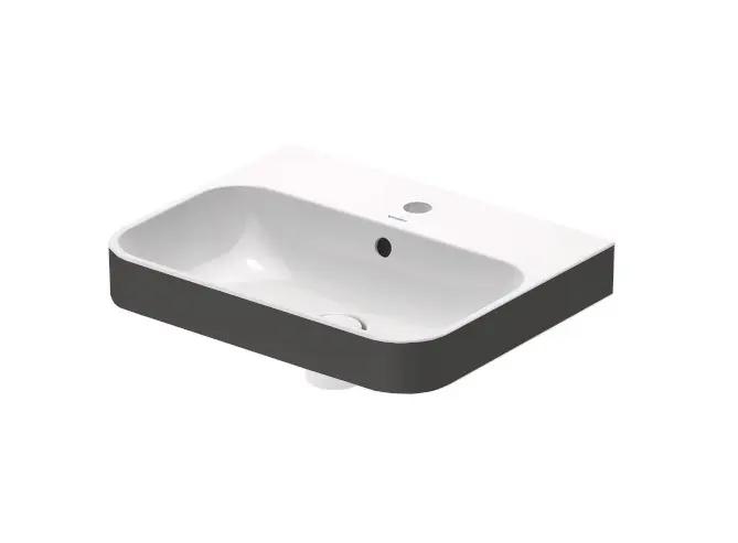 Duravit Happy D.2 Umývadlo na dosku 50x40 cm, s prepadom, otvor na batériu, WonderGliss, biela/matný antracit