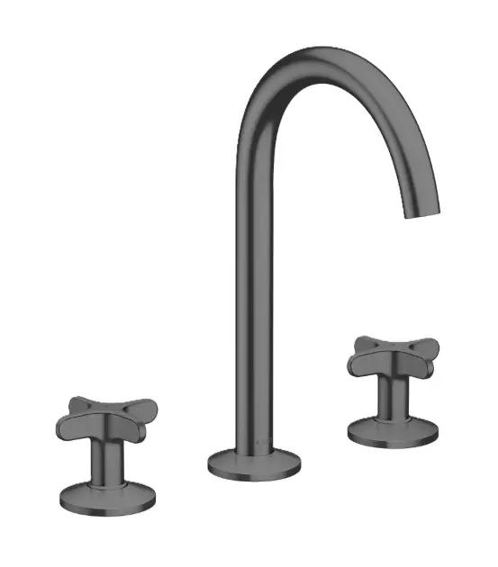 Axor One Umývadlová batéria s výpusťou Push-Open, 3-otvorová inštalácia, EcoSmart, kefovaný čierny chróm