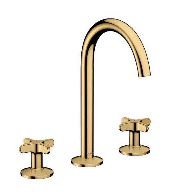 Axor One Umývadlová batéria s výpusťou Push-Open, 3-otvorová inštalácia, EcoSmart, leštený vzhľad zlata