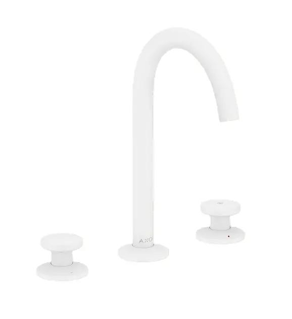 Axor One Umývadlová batéria s výpusťou Push-Open, 3-otvorová inštalácia, EcoSmart, matná biela Axor One Umývadlová batéria s výpusťou Push-Open, 3-otvorová inštalácia, EcoSmart, matná biela