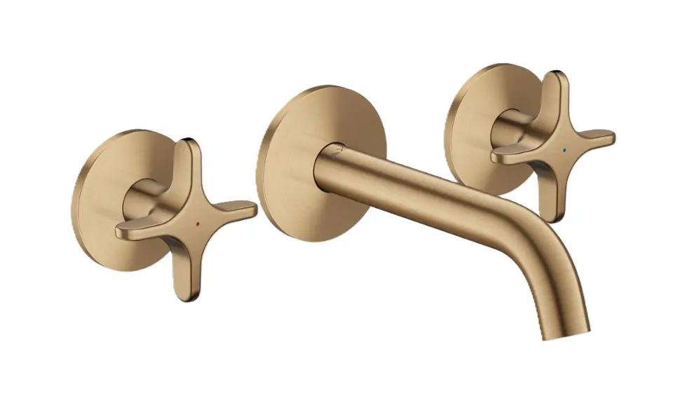 Axor One Umývadlová batéria pod omietku, s výpusťou, 3-otvorová inštalácia, EcoSmart, kefovaný bronz