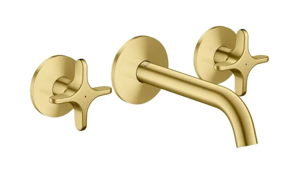 Axor One Umývadlová batéria pod omietku, s výpusťou, 3-otvorová inštalácia, EcoSmart, kefovaná mosadz