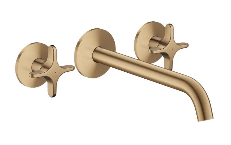 Axor One Umývadlová batéria pod omietku, s výpusťou, 3-otvorová inštalácia, EcoSmart, kefovaný bronz