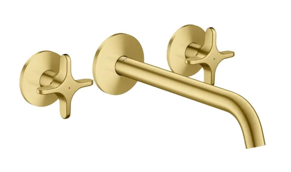 Axor One Umývadlová batéria pod omietku, s výpusťou, 3-otvorová inštalácia, EcoSmart, kefovaná mosadz