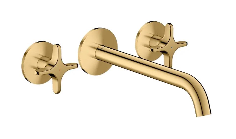 Axor One Umývadlová batéria pod omietku, s výpusťou, 3-otvorová inštalácia, EcoSmart, leštený vzhľad zlata