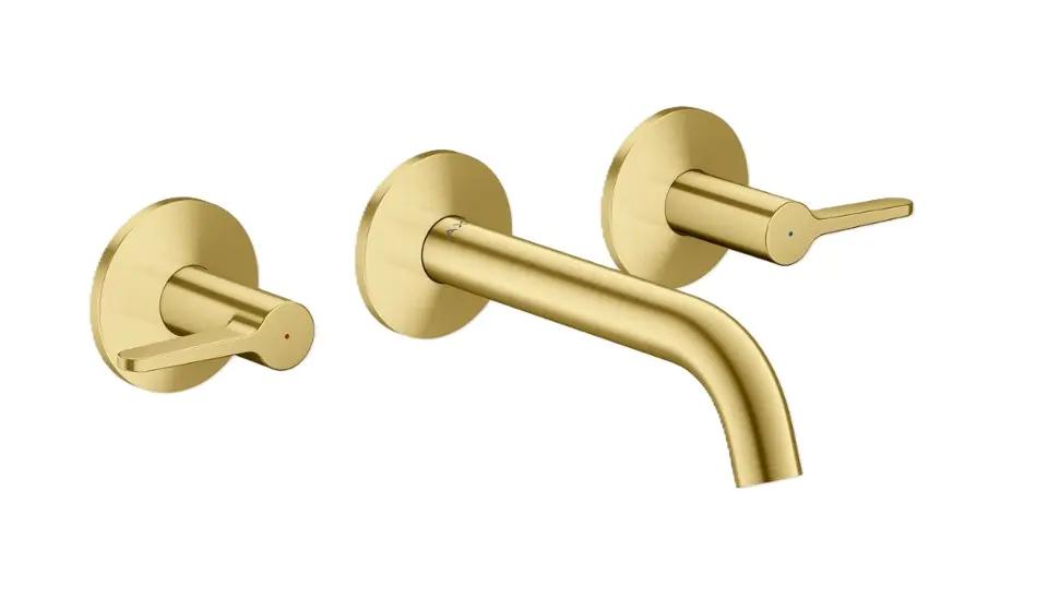 Axor One Umývadlová batéria pod omietku, s výpusťou, 3-otvorová inštalácia, EcoSmart, kefovaná mosadz Axor One Umývadlová batéria pod omietku, s výpusťou, 3-otvorová inštalácia, EcoSmart, kefovaná mosadz