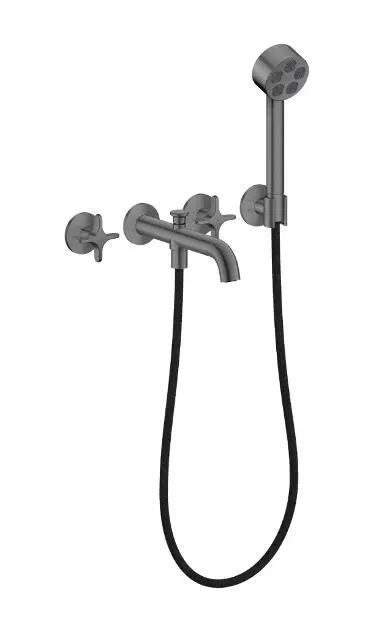 Axor One Vaňová batéria pod omietku, 4-otvorová inštalácia, s príslušenstvom, EcoSmart, kefovaný čierny chróm