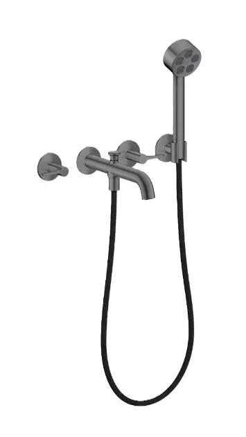 Axor One Vaňová batéria pod omietku, 4-otvorová inštalácia, s príslušenstvom, EcoSmart, kefovaný čierny chróm