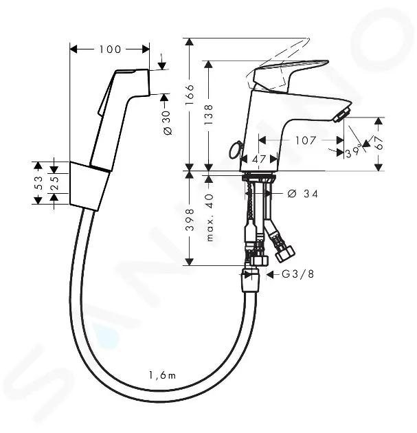 Hansgrohe Logis Páková umývadlová batéria s bidetovou spŕškou, chróm Hansgrohe Logis Páková umývadlová batéria s bidetovou spŕškou, chróm