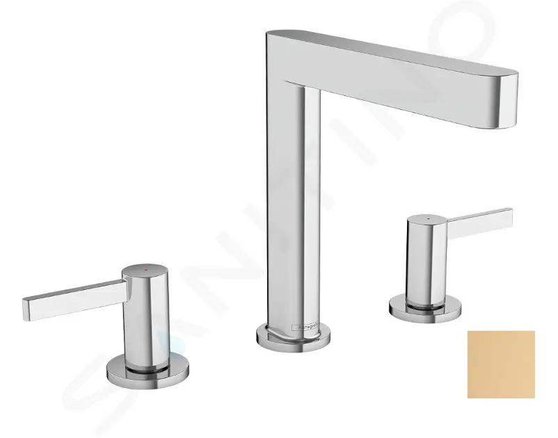 Hansgrohe Finoris Umývadlová batéria, s výpusťou Push-Open, 3-otvorová inštalácia, EcoSmart, kefovaný bronz