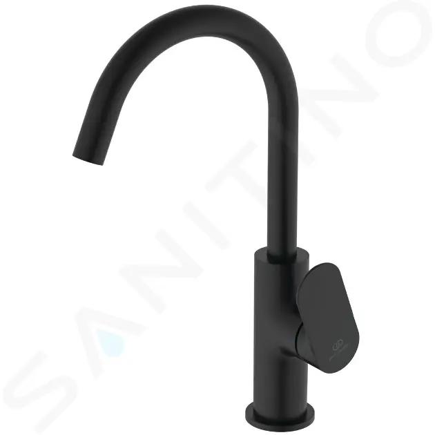 Ideal Standard Ceralife O Umývadlová batéria s otočným výtokom a výpusťou Click-Clack, hodvábna čierna
